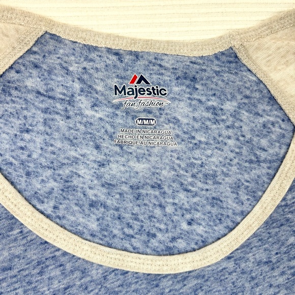 Toronto Blue Jays Majestic Threads Heathered Logo 3/4-Sleeve T-Shirt - Picture 3 of 8